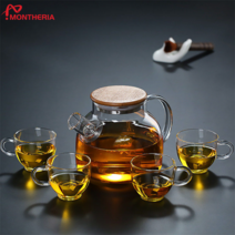 MONTHERIA 몬테리아 다기세트 내열유리 티포트 찻잔세트 선물용다기 도자기 찻잔 세트1000ML, 1000ML주전자 4잔