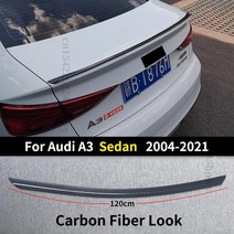 리어 스포일러 지붕 윙 디퓨저 트렁크 립 아우디 A3 S3 8PA 8VA 8VS 8V7 2004 2008 2009 2010 2015 2016 20, 04 Carbon Black 120CM