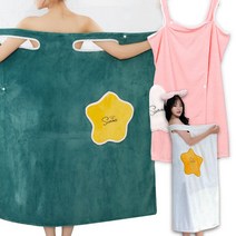 엔템 목욕가운 여름샤워가운 3초가운 호텔가운 골프목욕가운, 입는타올원피스(그린)_80cm