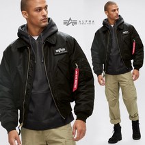 알파인더스트리 22FW CWU 로고 패치 밤버 BK