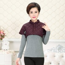 여성베스트조끼 중노년 어깨보호 가을겨울 보온 조끼 이너 어머니스타일 웰론 방한 망아지, C08-와인색 헨리넥