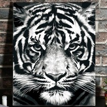 아트미니 보석십자수 호랑이 횡재 기회 백호 범 맹수 권력 승진 검은호랑이 흑호랑이 흑범 B102195, 45x60cm
