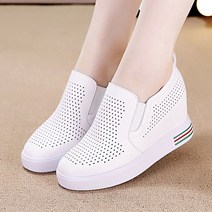 여성 소가죽 키높이 운동화 스니커즈 7CM 하이탑 런닝화 경량 발편한 쿠션 여자운동화 8C498