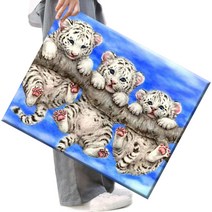 파센 액자 캔버스형 보석십자수 DIY 키트 40 x 50 cm, FS69세 마리의 작은 호랑이, 40x50 cm