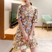 플라워 패턴 봄 여름 유니크 러블리룩 여성 원피스