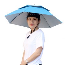 낚시 접이식 선 스크린 우산 모자 더블 레이어 자외선 차단 통기성 낚시 파라솔 모자 경량 우산 모자, 레이크 블루, 씨엔