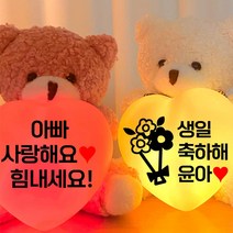 특별한선물 메신져 미니베어하트조명, 화이트,핑크인형