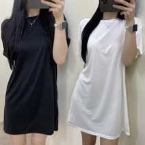 VANANA2 여성 루즈핏 라운드넥 1+1 아방핏 반팔 원피스 티셔츠