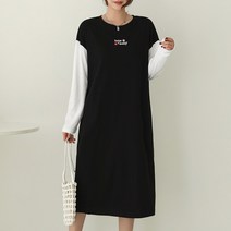 시크루즈 탑브 플라워 자수 소매 배색 원피스_BDOE965