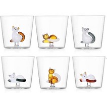 이첸도르프 Tabby Cat Bicchiere 고양이장식 글라스 350ml 6종 세트, 6개