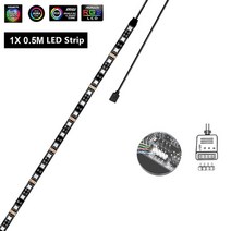 RGB 게임 5050 LED 스트립 라이트 분기 라인 12V 아우라 동기화 마더 보드 제어 PC 컴퓨터 케이스 0.5M- 2M 4 핀 헤더, [01] 1 X 0.5M, [01] IP20 Non Waterproof