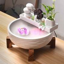 미니 실내 분수대 자연 친환경 천연 가습기 집안습도높이기 건조할때 폭포 개업 선물, 물레방아 흰색 안개 L