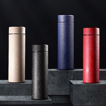 스마트 터치 온도계 텀블러 400ml 슬림 이중스텐 보온병 온도 표시 확인 아기 분유, 블루
