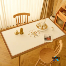 완전방수 가죽 식탁보 테이블보, 70*120cm, 반복적으로 좋은 것들 땅콩