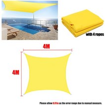 캠핑 천막 캐노피 바람막이 대형 햇빛가림 4인용 6인용 노란색 방수 태양 그늘 돛 광장 직사각형 삼각형 정원 테라스 수영 그늘 캠프 하이킹 마당 차양, 4x4m