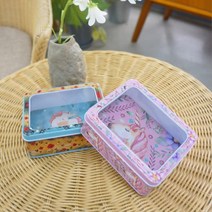 예쁜 다이어리 꾸미기 다꾸 스티커 보관통 함 양철상자 깡통케이스 보석함, 블루