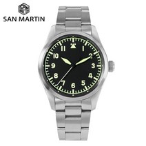40대 남자 시계 손목시계 예물시계 San Martin-럭셔리 파일럿 남성용 시계 NH35A 자동 기계식 무브먼트 빈