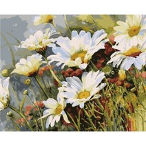 diy 쉬운 명화 유화그리기 A-307 데이지 꽃 40x50 세트 피포페인팅 그림 색칠하기, 단품