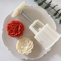50g 프레스 베이킹 로즈 장미 아이스 케이크 월병 다식 화과자 양갱 떡 모형 몰드 틀 만들기, 단일사이즈, 로즈 75g