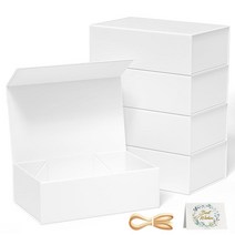 RYDDOY 5팩 퍼플 선물 상자 24.1 x 15.2 x 7.6cm(9.5 x 6 x 3인치) 선물 상자 뚜껑 포함 자석 잠금 직사각형 접이식 신부 들러리 제안 상자 결혼식, White