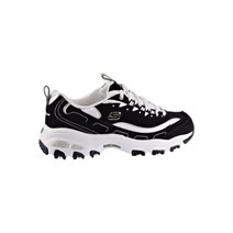 스케쳐스 딜라이트 여성 Skechers DLites Biggest Fan Memory Foam Sneakers Black-White 11930-bkw