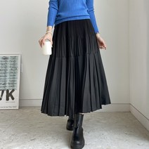 데일리앤 밴딩 플레어 플리츠 롱 스커트 클라이