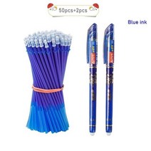 52 Pcs/LOT 0.38mm 지우개 젤 펜 블루/블랙 잉크 볼펜 리필 막대 빨 손잡이 문구 용품, 52 Blue-A Set