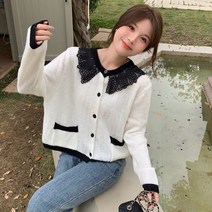 코디코치 여자 모모 니트 가디건 캐주얼 라운드 자켓