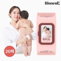 바이오늘 우리아기 바이오케어 물티슈 캡형 핑크, 20팩, 80매