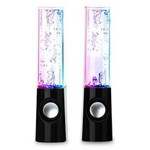 AOBOO LED 조명 댄싱 워터 스피커 분수 음악 데스크탑 노트북 컴퓨터 PC용 USB 전원 스테레오 스피커 3.5mm 오디오 (화이트 라인 인 스피커), Black_Line-In Speakers