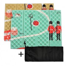 방석+주머니 휴대용방석, B런던4단방석-민트+부직포주머니(블루)