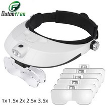 Led 3.5배율 모자 돋보기 안경형 확대경 보석 감정사 가전제품 수리 네일아트, 02 1X 1.5X 2X 2.5X 3.5X