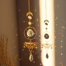 홈인테리어 감성 포토존 벽장식 드림캐쳐 벽꾸미기 crystal wind chime 나비 나방 프리즘 금속 빛 포수 windbell 품 창 커튼 펜던트 홈 정원, 은하수