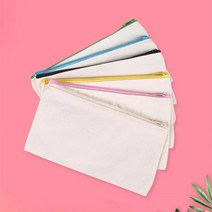 다용도 순면 캔버스 지퍼 베이직 무지 기본 납작 파우치 DIY 자수 퀼트 바느질 꾸미기 제작 만들기 공방 캔퍼스 랜덤 색상 21x12cm, 23x17.5cm