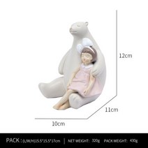 조각 조각상 도자기인형인형 인테리어 동상 조각 사진 프레임 춤 발레 소녀 귀여운 꽃 요정 방 장식품 홈, 03 bear and girl pink
