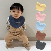 수피아코코 마카롱 6중 거즈면 아기 이름 자수 턱받이, 플라워, 자수O, 코코아
