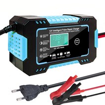차량용충전기 시가잭usb 멀티 미니 고속 급속 자동차 배터리 충전기 12V 6A 터치 스크린 펄스 복구 LCD 모, 05 blue EU Plug