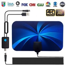 TV안테나 tv 안테나 TV안테나선 25db 고 이득 실내 디지털 8k 4k 1080p hd dvb-t dvb-t2 500 마일 hd vhf uhf 신호 수신기, 검은색