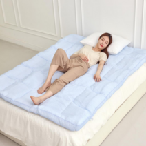 뱀부 시어서커 아이스 여름 캠핑 쿨토퍼 냉감패드 두꺼운 요매트 여름침대패드 S/SS/Q, 화이트, 아이스 클 토퍼 Q