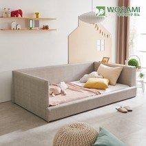 우아미가구 모노 B형 SS LED 패브릭가죽 침대프레임 DM5105, 딥그레이