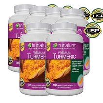 트루네이처 trunature 프리미엄 터메릭 강황 1000mg 베지캡슐 180캡슐, 6팩