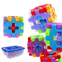 아하토이 꼬마사각블럭 200pcs+보관함포함 블록 (쌓기/십자블록/사각/매트/완구/육아/출산 추천)