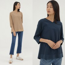 [지센] 여성 브이넥 티셔츠(색상2종) 면48% 레이온52%
