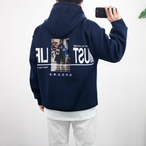 엠클로 오버핏 네오프렌 그라운드 프린팅 후드 맨투맨 티셔츠 4컬러 후드티
