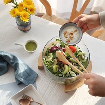 우드 받침 샐러드볼 3600ml (우드집게 포함), 1개