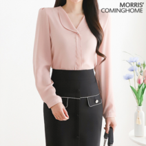 모리스커밍홈 진주 포인트 플랫카라 블라우스_M2303BL062A