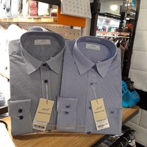 맨하탄셔츠 서면점 코디가 손쉬운 블루 그레이 2컬러 스판소재 일반핏 체크남방_M23F6073