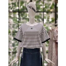 [듀엘] 로고 스트라이프 티셔츠 L232PSM051