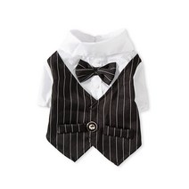 상품 상세페이지 참조 신사 개 옷 웨딩 정장 작은 개를위한 공식적인 셔츠 Bowtie Tuxedo 애완 동물 복장 고양이를위한 할로윈 크리스마스 의상, 검은 색