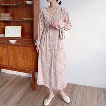 드레스날다 마음가는대로 브이넥 플라워 랩 롱 원피스(mops1374)